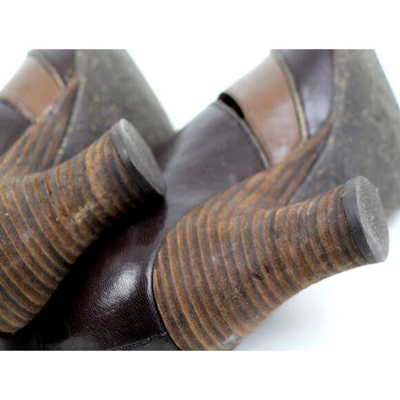 VTG NAYA JASPER TAN BROWN GENUINE LEATHER MID HEEL ROUND TOE LACES SHOES 6M - Picture 9 of 11